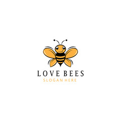 cute honey bee icon color illustration logo template design vector
