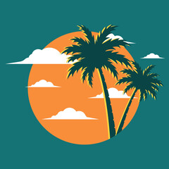 Graphic image with palm tree background