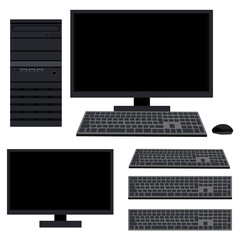 Fototapeta premium イラスト素材 パソコン デスクトップ モニター キーボード マウス ショッピング ベクター