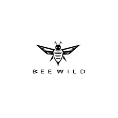 forest bee logo illustration black design template vector