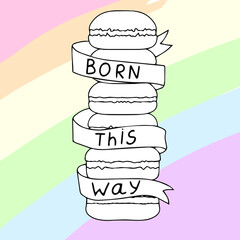 Vector collection of LGBTQ community symbols with pride flags, rainbow colored. Hand written pride, love, peace lettering with rainbow. Gay parade slogan drawn by lines. LGBT 