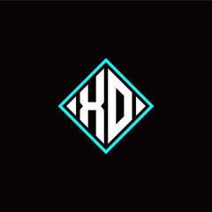 Initial X O letter with square style logo template vector