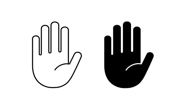 Hand icon. Vector stop symbol. Palm outline. Sign silhouette outline hand