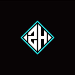 Initial Z H letter with square style logo template vector