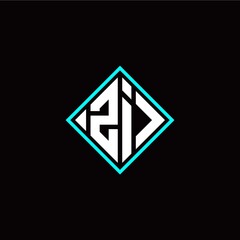 Initial Z I letter with square style logo template vector