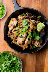 Grilled chicken. BBQ Chicken grilled in garlic and butter. Chicken, fried & served w/ bbq side dishes, organic vegetables and dressed in olive oil. Classic American outdoor grill entree favorite.