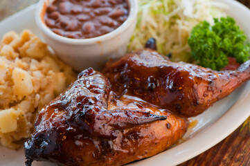 Brisket, pork sausage, pork ribs, beef ribs. Barbecue platter served with classic bbq sides Mac n cheese, cornbread, Brussels sprouts, coleslaw & beer. Classic traditional Texas meats & side dishes.