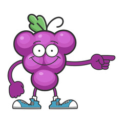 Fototapeta premium smiling purple grape cartoon character