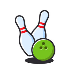 Bowling pins with ball icon. Bowling game. Bowling ball and pin icon. Simple icon skittles with ball. Logo template. Bowling club, tournaments. Sport icon. Transparent background.