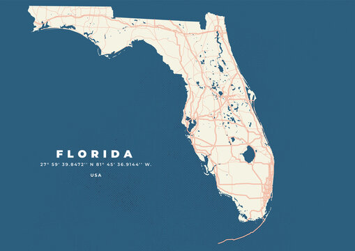Florida map vector poster flyer