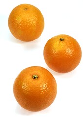 Orange, citrus sinensis, Fruits against White Background