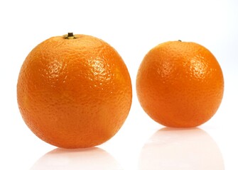 Orange, citrus sinensis, Fruits against White Background