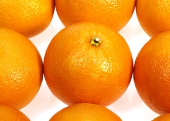 Orange, citrus sinensis, Fruits against White Background