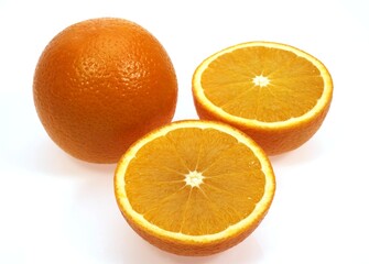 Orange, citrus sinensis, Fruits against White Background