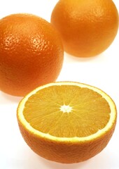 Orange, citrus sinensis, Fruits against White Background