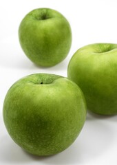 Granny Smith Apple, malus domestica, Fruits against White Background