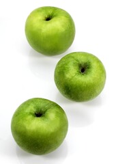 Granny Smith Apple, malus domestica, Fruits against White Background