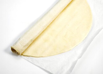 Puff or Flaky Pastry against White Background