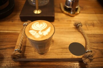 Fototapeta na wymiar Hot Latte coffee in a cup