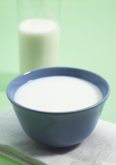 Bowl and Glass of Milk