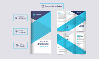 Trifold Medical or Healthcare & clinic Brochure Flyer Layout Template, for tri-fold flyer. Creative concept Trifold brochure