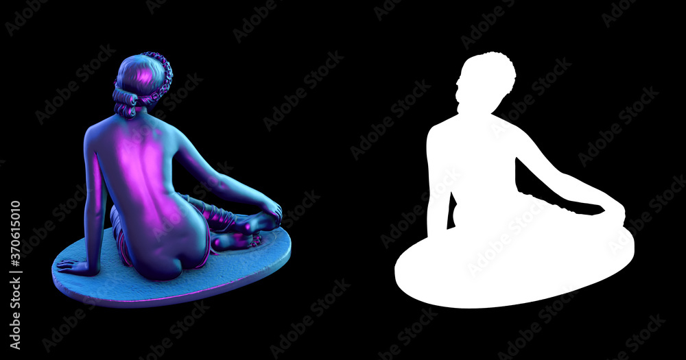 Fototapete a collection of sculptures made in neon style on a black background for your design ideas. 3d render