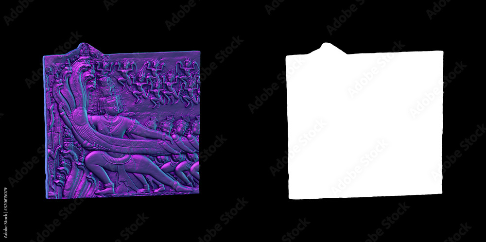 Fototapete a collection of sculptures made in neon style on a black background for your design ideas. 3d render