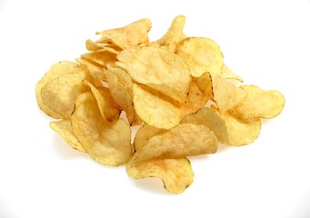 Potato Chips against White Background