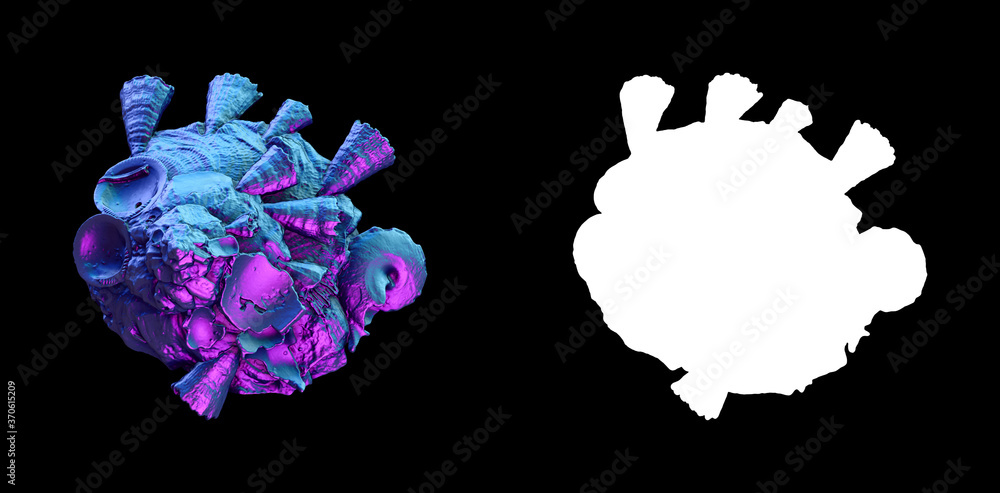 Fototapete a collection of sculptures made in neon style on a black background for your design ideas. 3d render