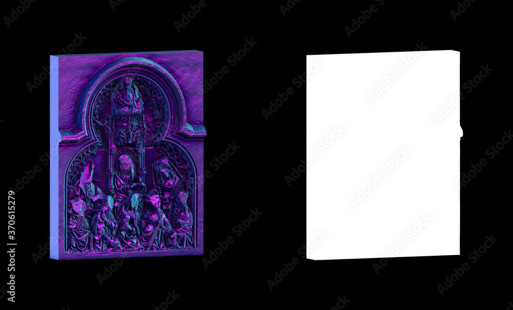 Fototapete a collection of sculptures made in neon style on a black background for your design ideas. 3d render