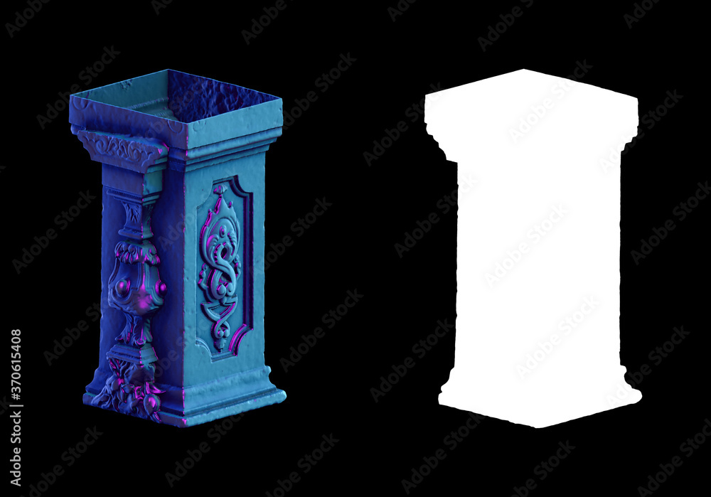 Fototapete a collection of sculptures made in neon style on a black background for your design ideas. 3d render