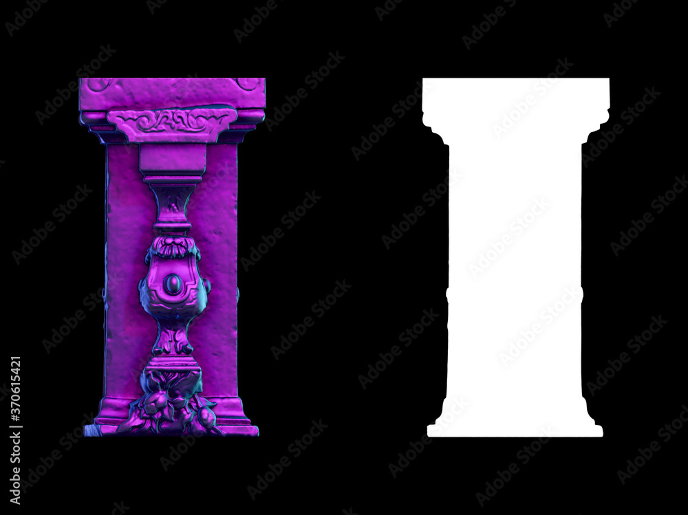 Fototapete a collection of sculptures made in neon style on a black background for your design ideas. 3d render