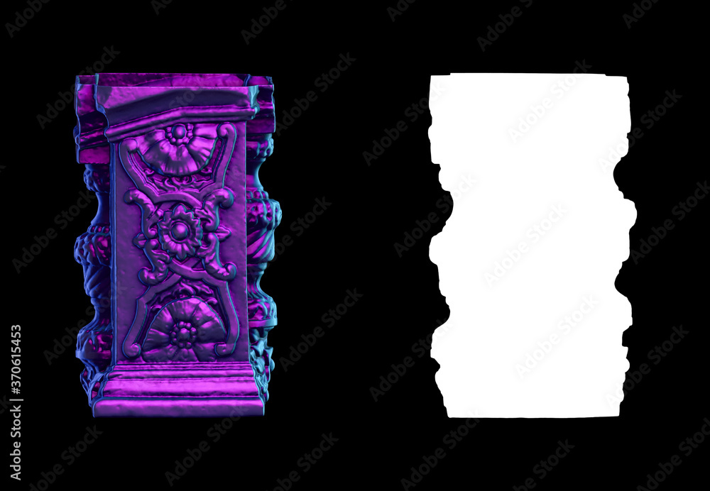 Fototapete a collection of sculptures made in neon style on a black background for your design ideas. 3d render