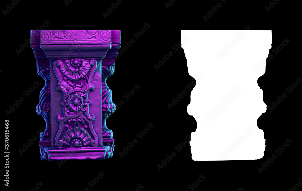 Poster a collection of sculptures made in neon style on a black background for your design ideas. 3d render