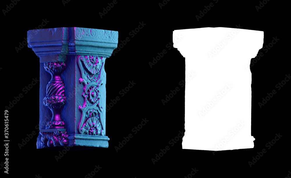 Fototapete a collection of sculptures made in neon style on a black background for your design ideas. 3d render