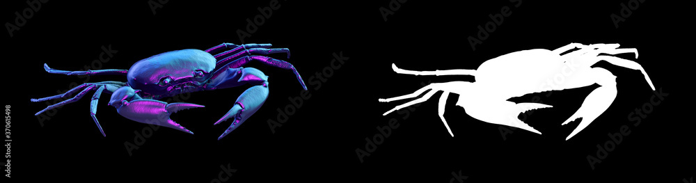 Fototapete a collection of sculptures made in neon style on a black background for your design ideas. 3d render