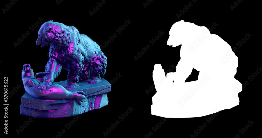 Fototapete a collection of sculptures made in neon style on a black background for your design ideas. 3d render