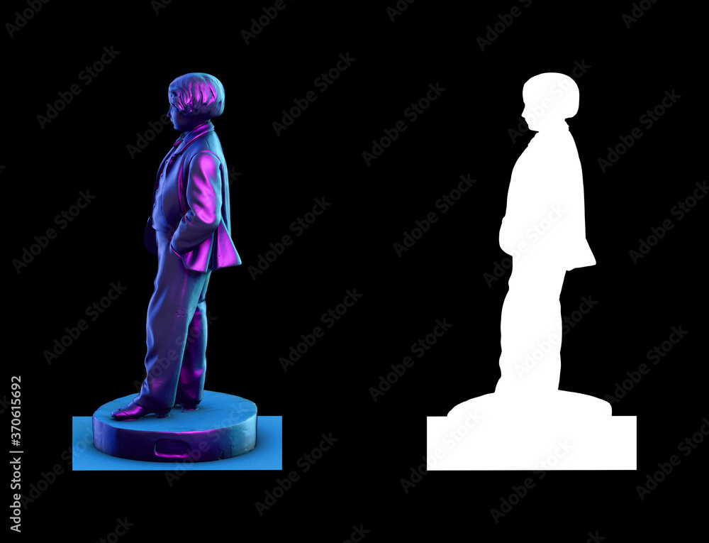 Fototapete a collection of sculptures made in neon style on a black background for your design ideas. 3d render