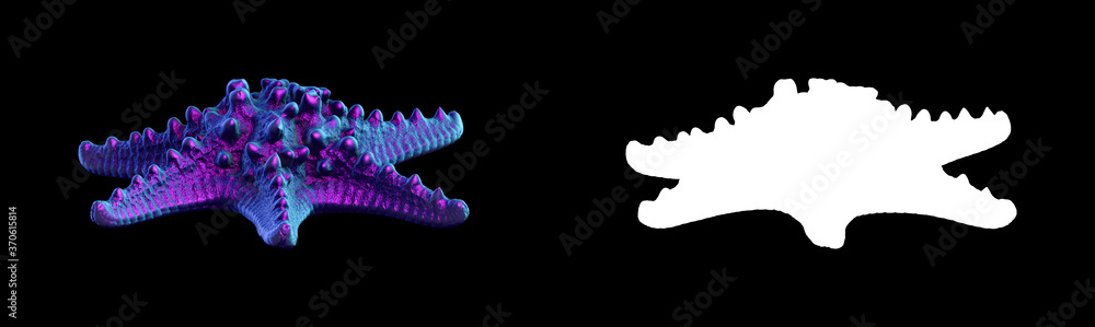 Fototapete a collection of sculptures made in neon style on a black background for your design ideas. 3d render