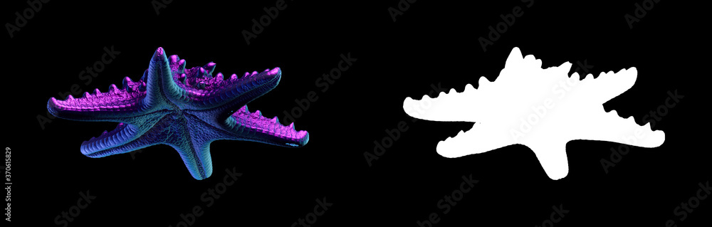 Poster a collection of sculptures made in neon style on a black background for your design ideas. 3d render