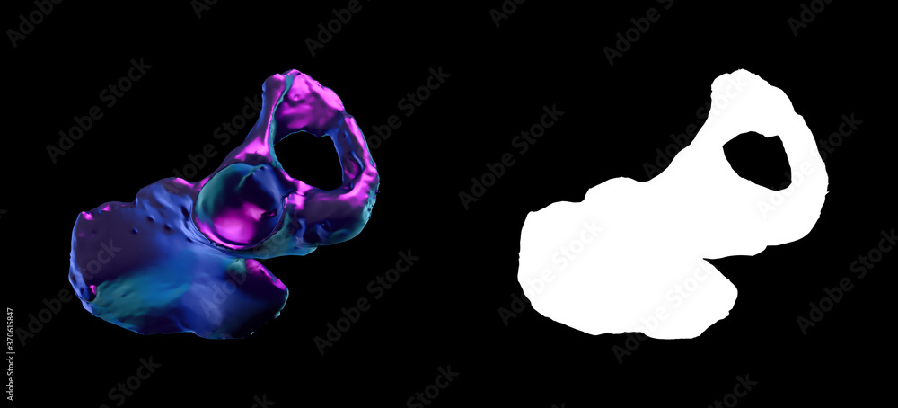 Fototapete a collection of sculptures made in neon style on a black background for your design ideas. 3d render