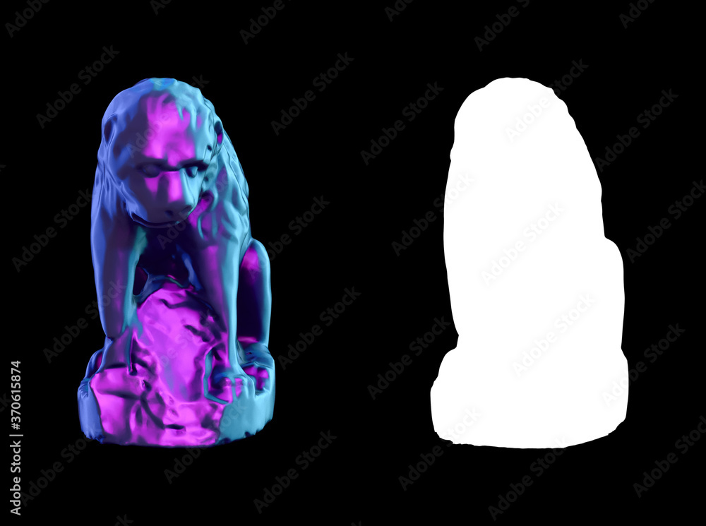 Poster a collection of sculptures made in neon style on a black background for your design ideas. 3d render