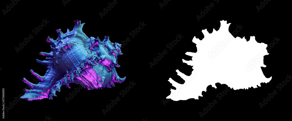 Fototapete a collection of sculptures made in neon style on a black background for your design ideas. 3d render