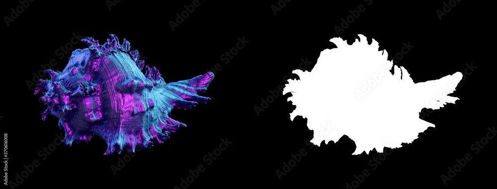 Fototapete a collection of sculptures made in neon style on a black background for your design ideas. 3d render