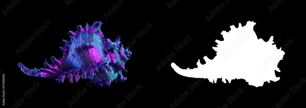 Fototapete a collection of sculptures made in neon style on a black background for your design ideas. 3d render