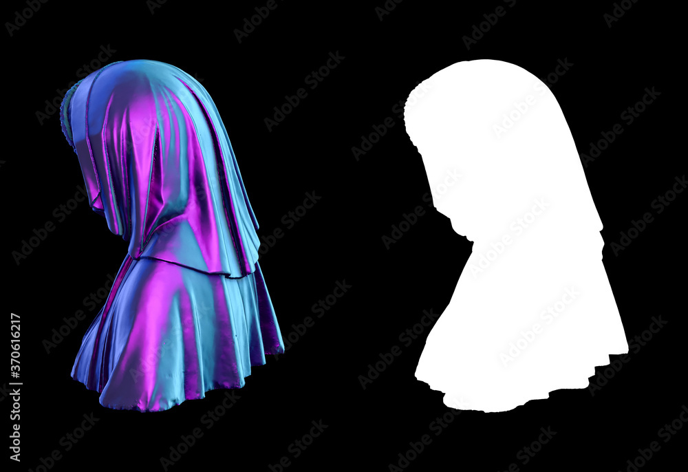 Fototapete a collection of sculptures made in neon style on a black background for your design ideas. 3d render