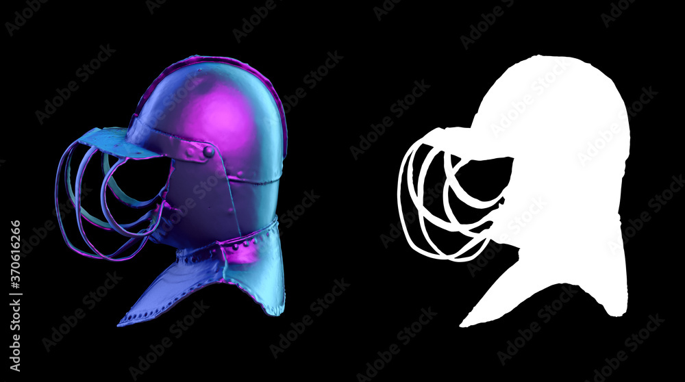 Poster a collection of sculptures made in neon style on a black background for your design ideas. 3d render