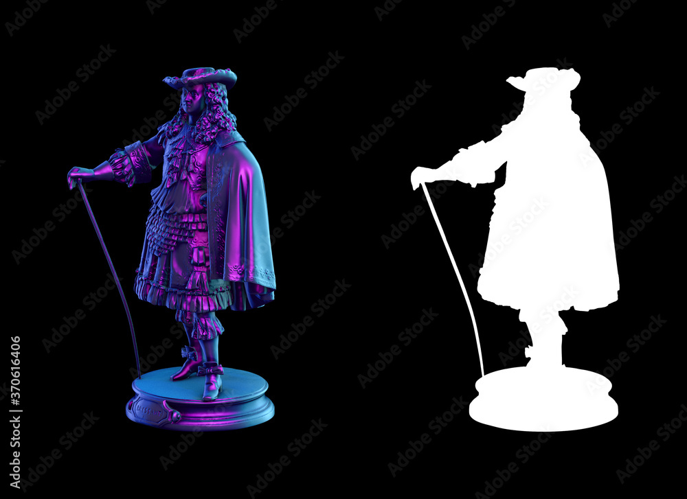 Fototapete a collection of sculptures made in neon style on a black background for your design ideas. 3d render