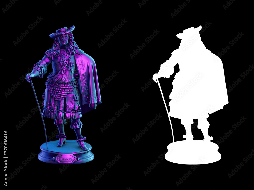 Fototapete a collection of sculptures made in neon style on a black background for your design ideas. 3d render