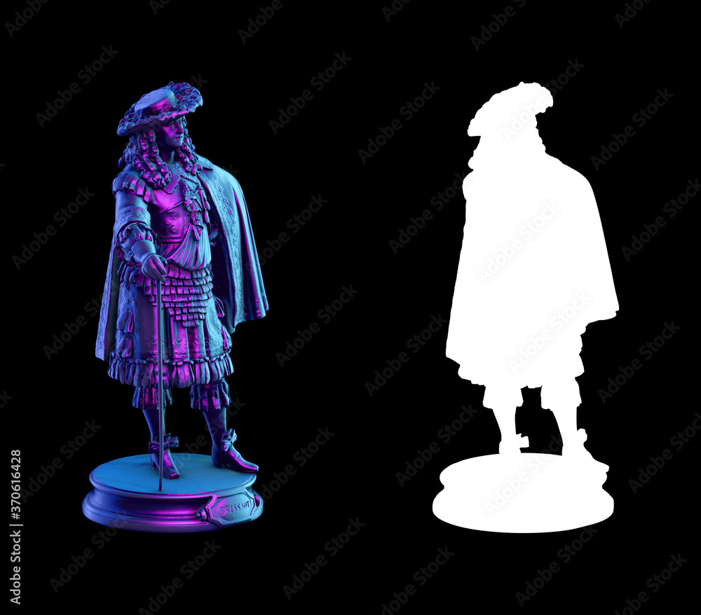 Fototapete a collection of sculptures made in neon style on a black background for your design ideas. 3d render